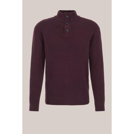 WE Fashion Heren slim fit trui met structuur - Regular fit - Aubergine - Katoen - Maat: XS