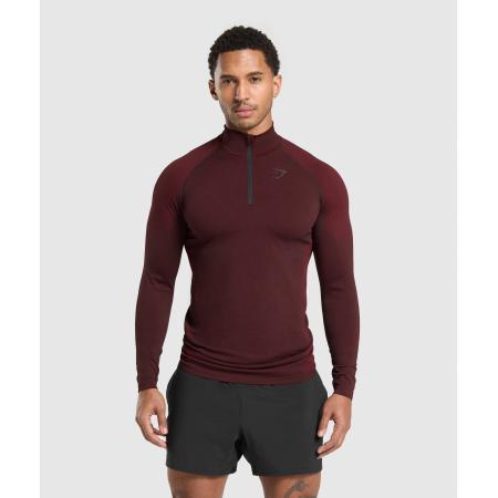 Gymshark Vital Seamless 1/4 Zip Black/Sets Red