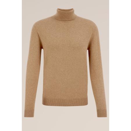 Fundamentals heren Slim fit fijngebreide coltrui - Slim Fit - Beige - Katoen - Maat: M