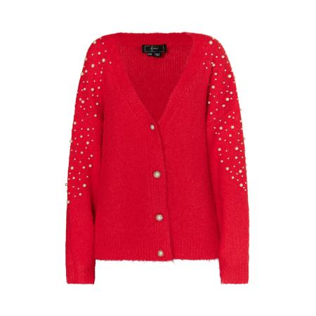 Faina faina Gebreid vest rood / parelwit