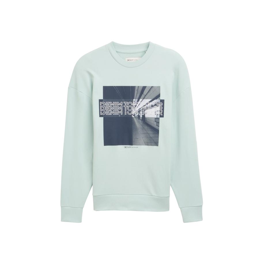 TOM TAILOR DENIM Sweatshirt blauw / mintgroen Groen