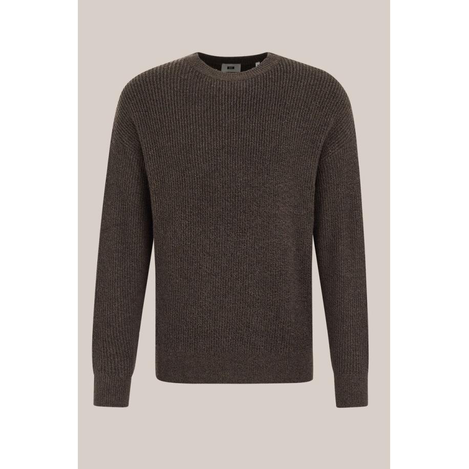 WE Fashion Heren loose fit trui met structuur - Loose fit - Bruin - Maat: S Bruin