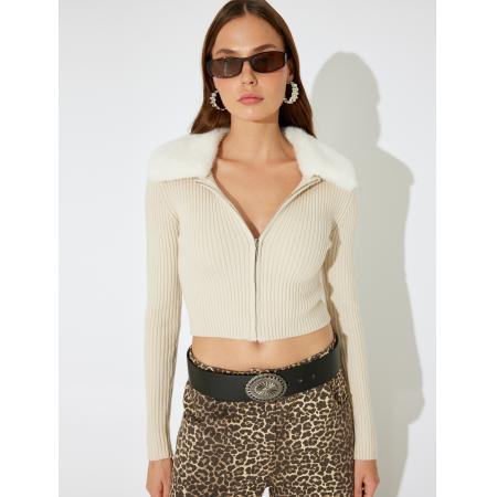 Koton Koton Gebreid vest stone grey