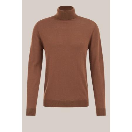 Fundamentals heren Slim fit coltrui van merinowol - Slim Fit - Mosterdgeel - Merino wol - Maat: XXL