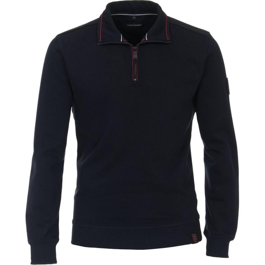 Casa Moda Half Zip Trui Donkerblauw Blauw