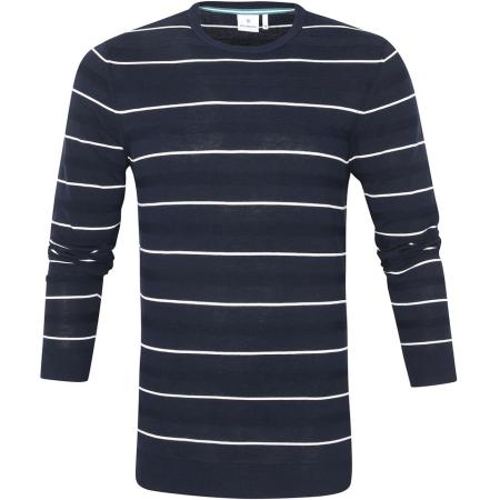Blue Industry Pullover Stripe Donkerblauw