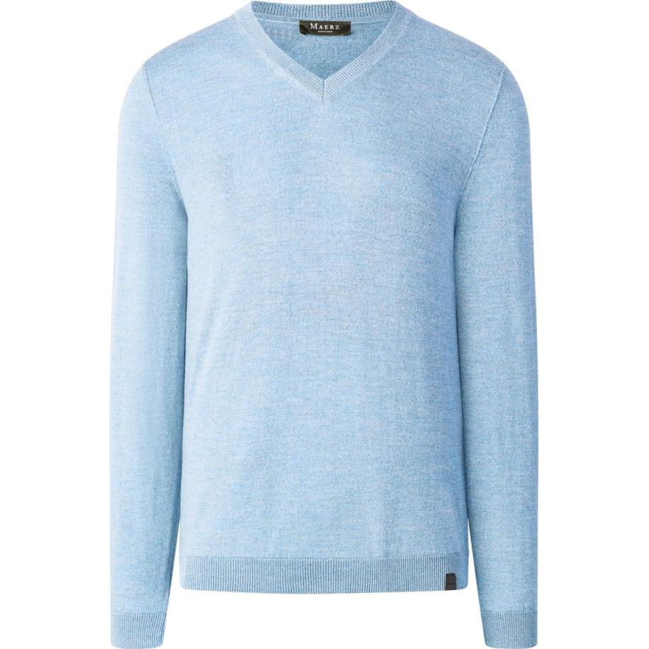 MAERZ Trui V-hals, Effen Blauw