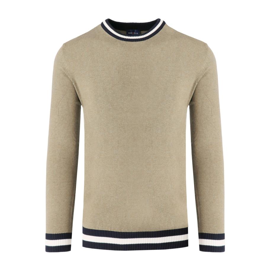 Marvelis Casual Trui ronde hals lichtbeige, Effen Bruin