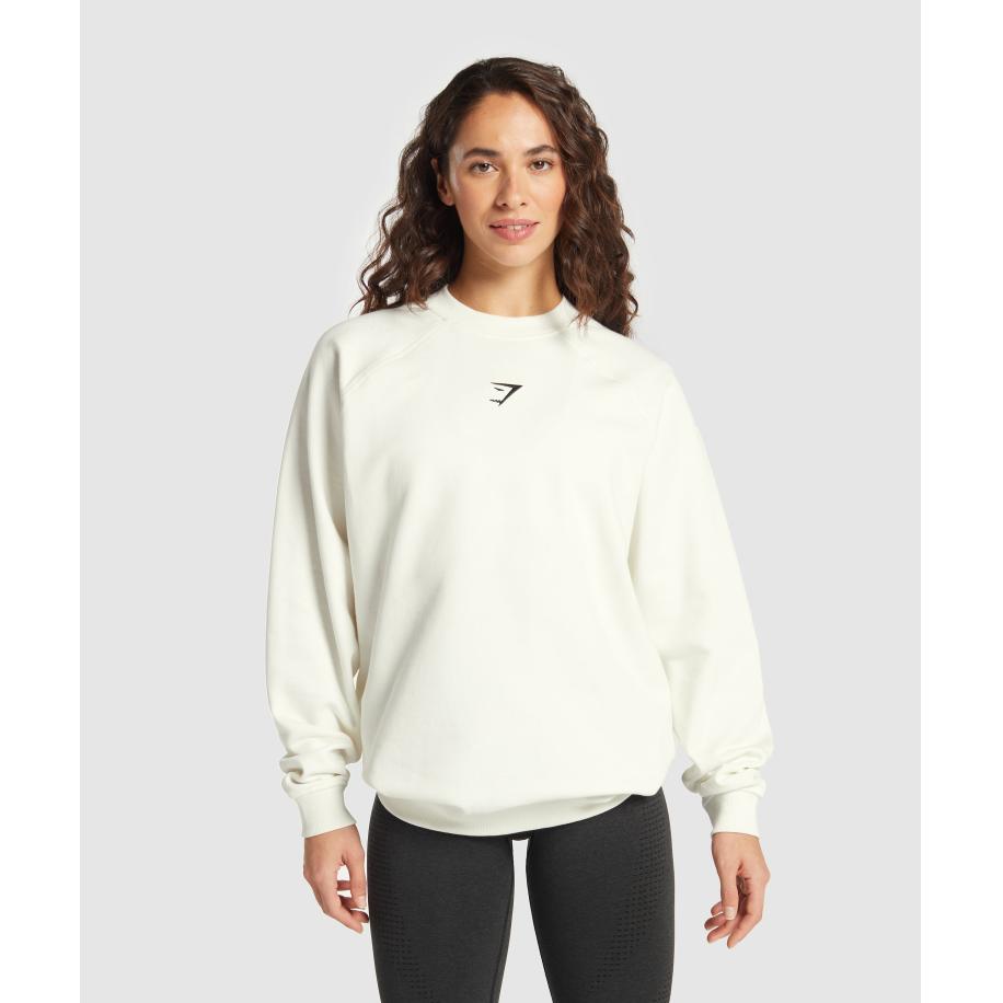 Gymshark Training Oversized Fleece Sweatshirt Soft White Wit