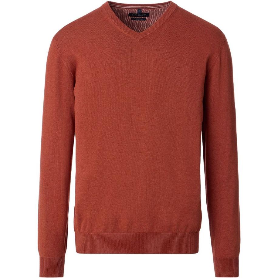 Casa Moda Pullover V-Hals Red Brick Oranje