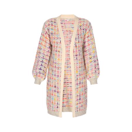 IZIA IZIA Gebreid vest lichtblauw / geel / pink / wolwit