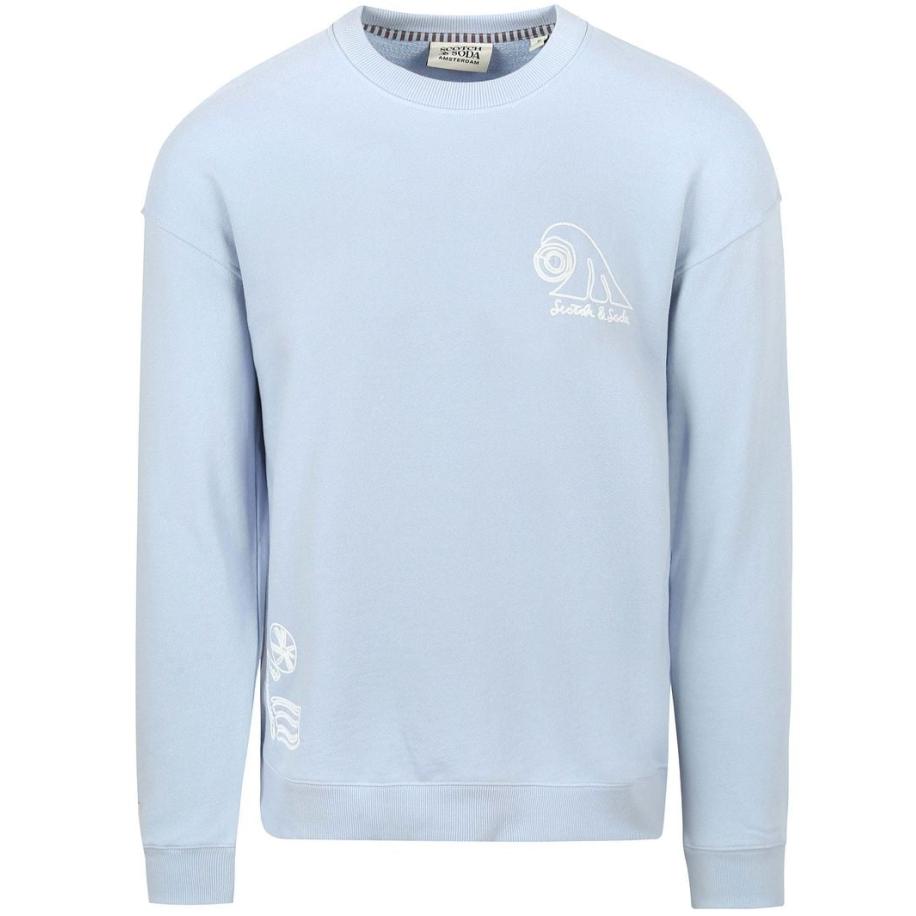 Scotch and Soda Sweater Embroidered Lichtblauw Blauw