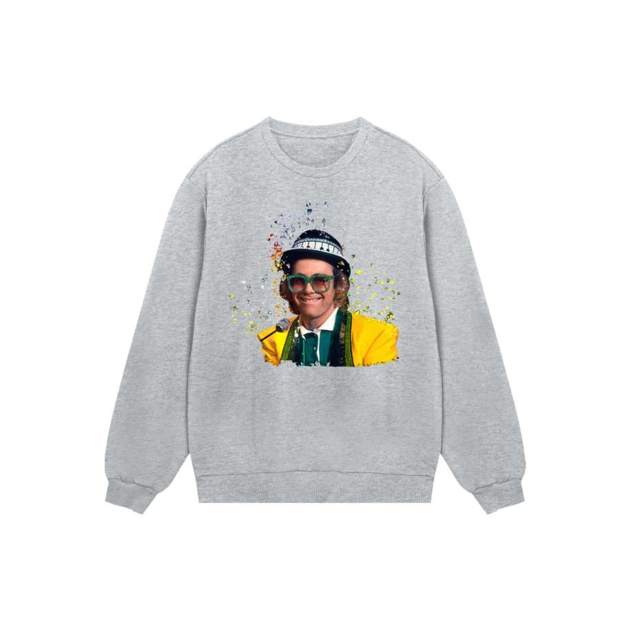 F4NT4STIC Sweatshirt TV Times Elton John At The Piano 1977 grijs / gemengde kleuren Grijs