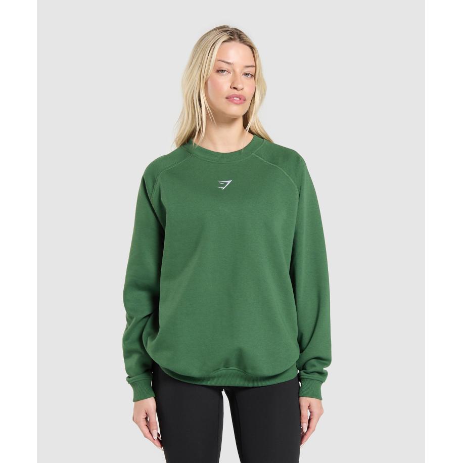 Gymshark Training Oversized Fleece Sweatshirt Classic Green Groen