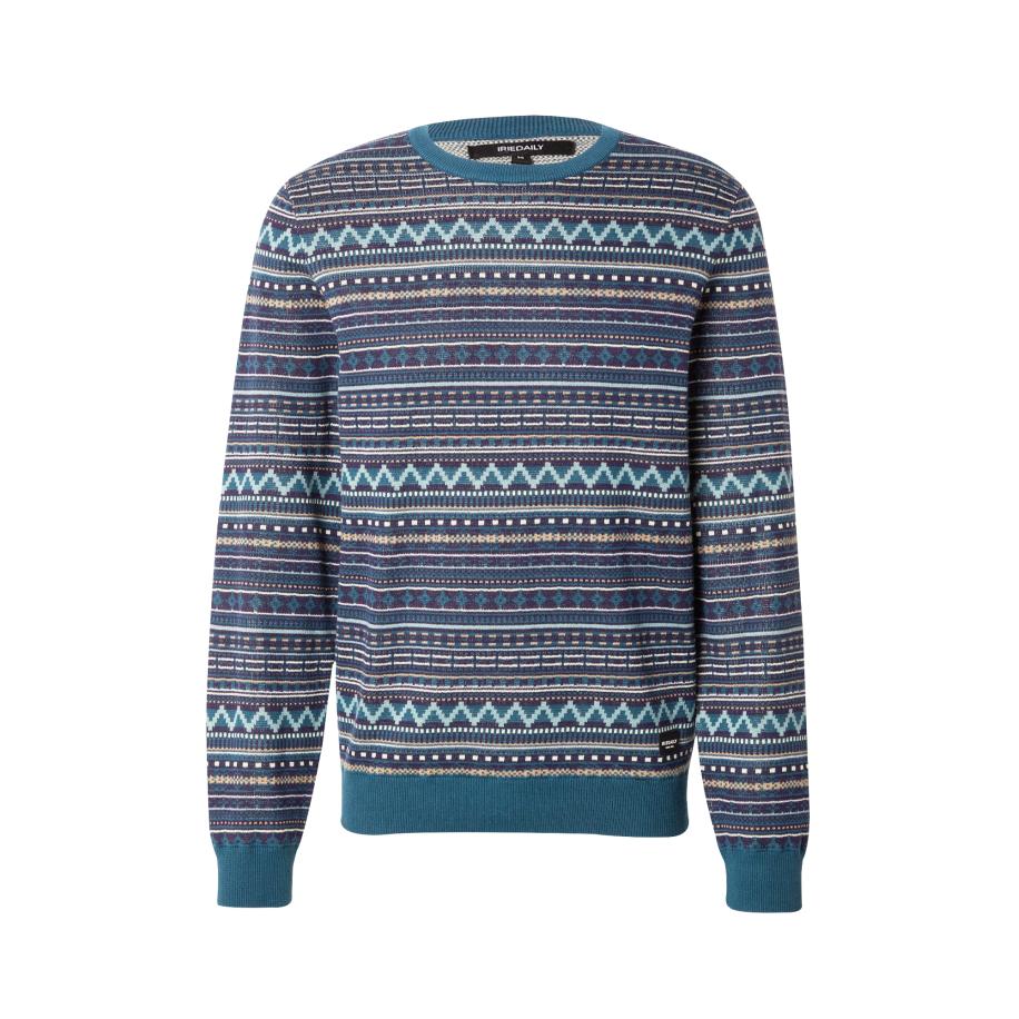 Iriedaily Iriedaily Trui Mineo indigo / lichtblauw / petrol / wit -