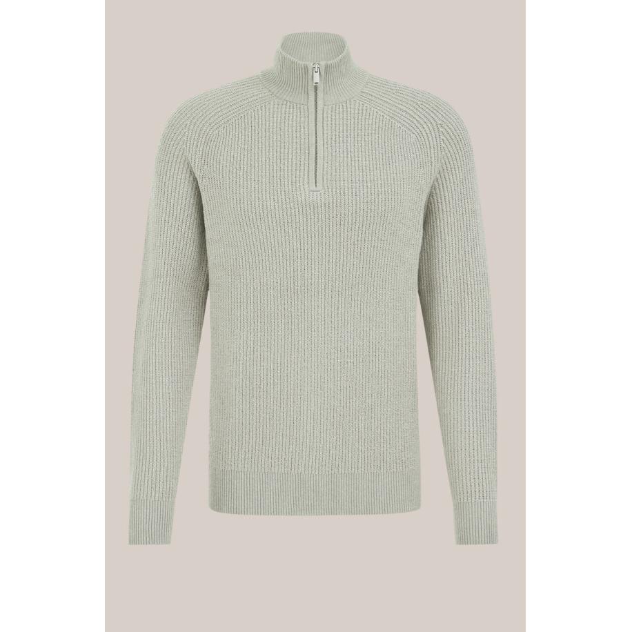 WE Fashion Heren regular fit trui met rits - Regular fit - Lichtgrijs - Maat: XS Grijs