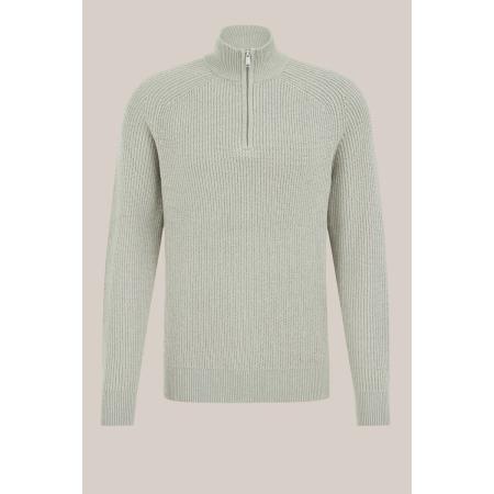 WE Fashion Heren regular fit trui met rits - Regular fit - Lichtgrijs - Maat: XS