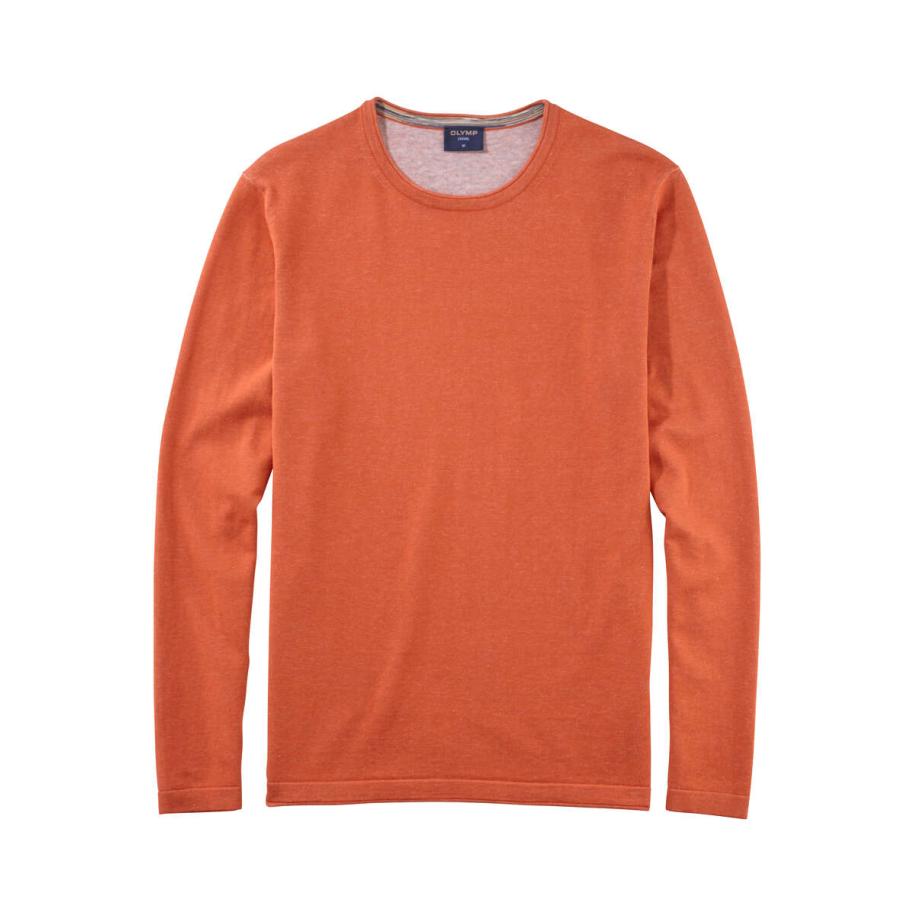 OLYMP Casual Trui ronde hals baksteenrood, Effen Rood
