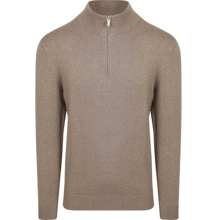Profuomo Half Zip Pullover Luxury Basic Taupe