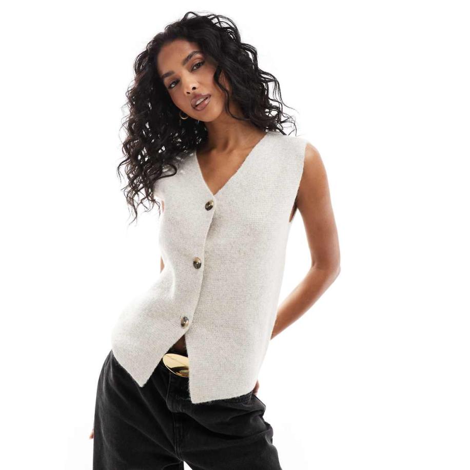 Threadbare Gebreid hemdje met knoopsluiting in beige-Neutraal Multicolor