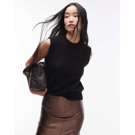 ARKET Gebreid tanktophemdje van alpacawol in zwart