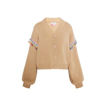 IZIA IZIA Gebreid vest beige / blauw / groen / pink