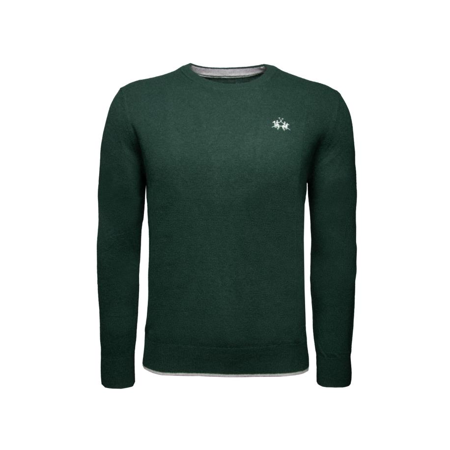 La Martina La Martina Trui donkergroen / wit gemêleerd -