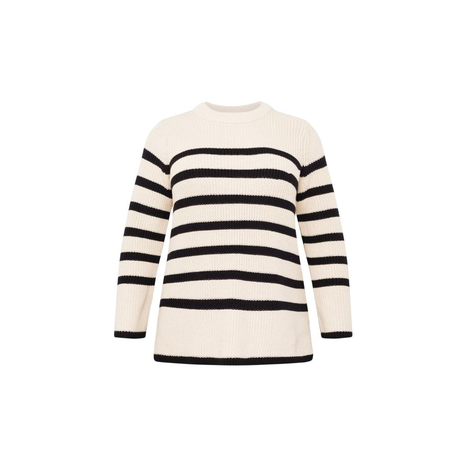 KAFFE CURVE Trui Milla sand / zwart Bruin