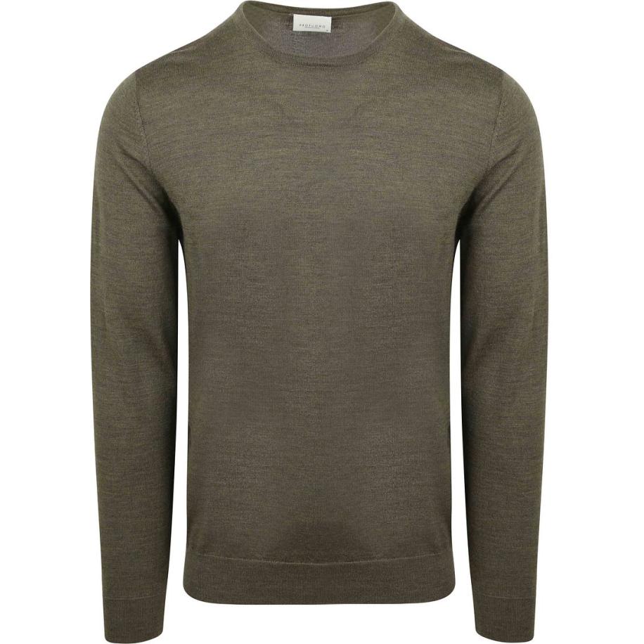 Profuomo Pullover Merinowol Olive Groen