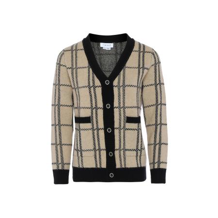 caneva caneva Gebreid vest ivoor / zwart