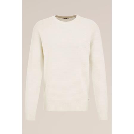 WE Fashion Heren Slim fit gebreide trui met structuur - Regular fit - Ecru - Katoen - Maat: XS