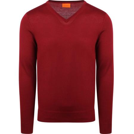 Suitable Merino Pullover V-Hals Donkerrood