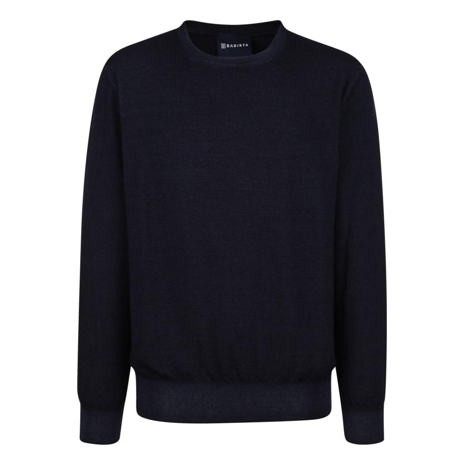 BABISTA Trui ronde halsdonkerblauw, Effen Blauw
