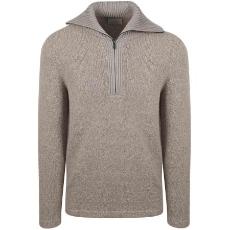 Suitable Deep Zip Pullover Boiled Wool Taupe