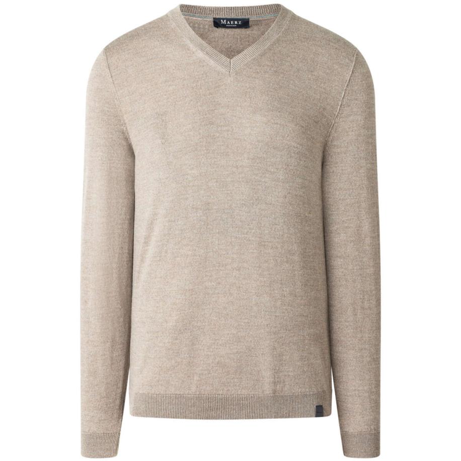 MAERZ Trui V-halstaupe, Effen Bruin