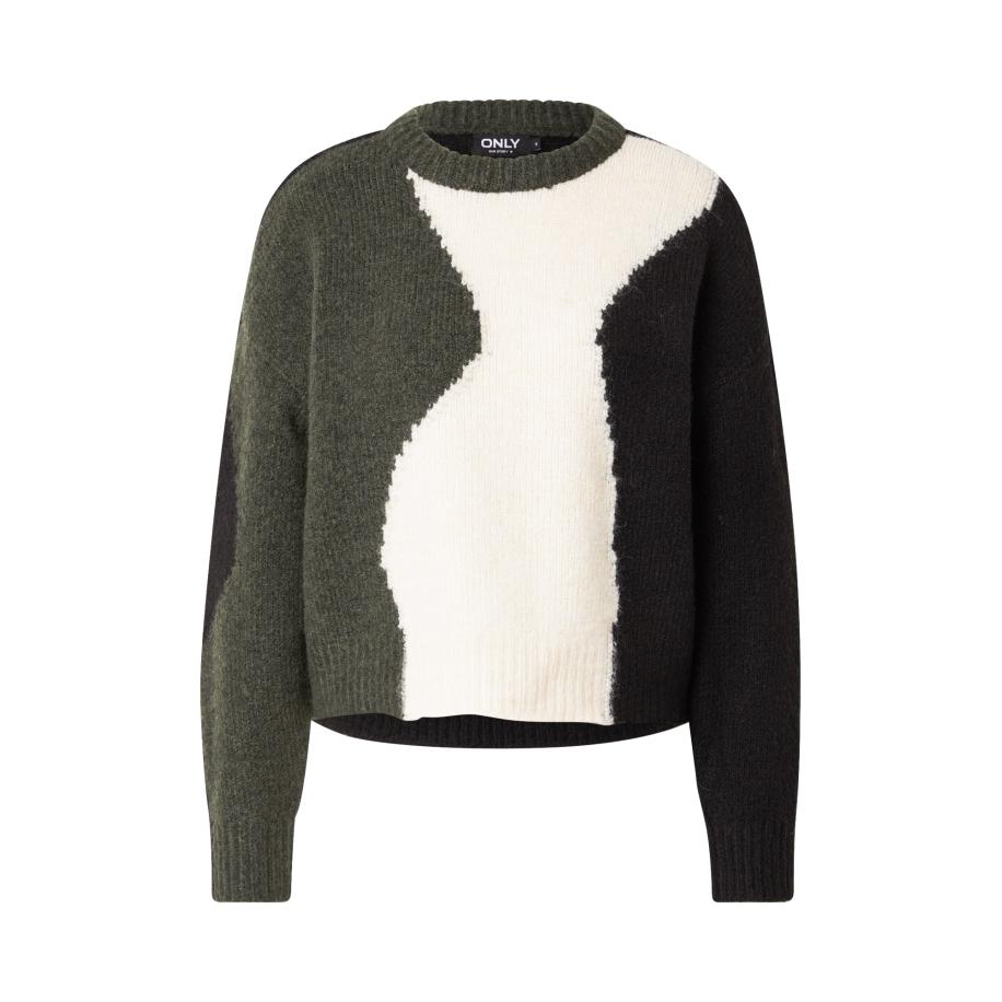 Only ONLY Trui ONLIGLO donkergroen / zwart / wit -