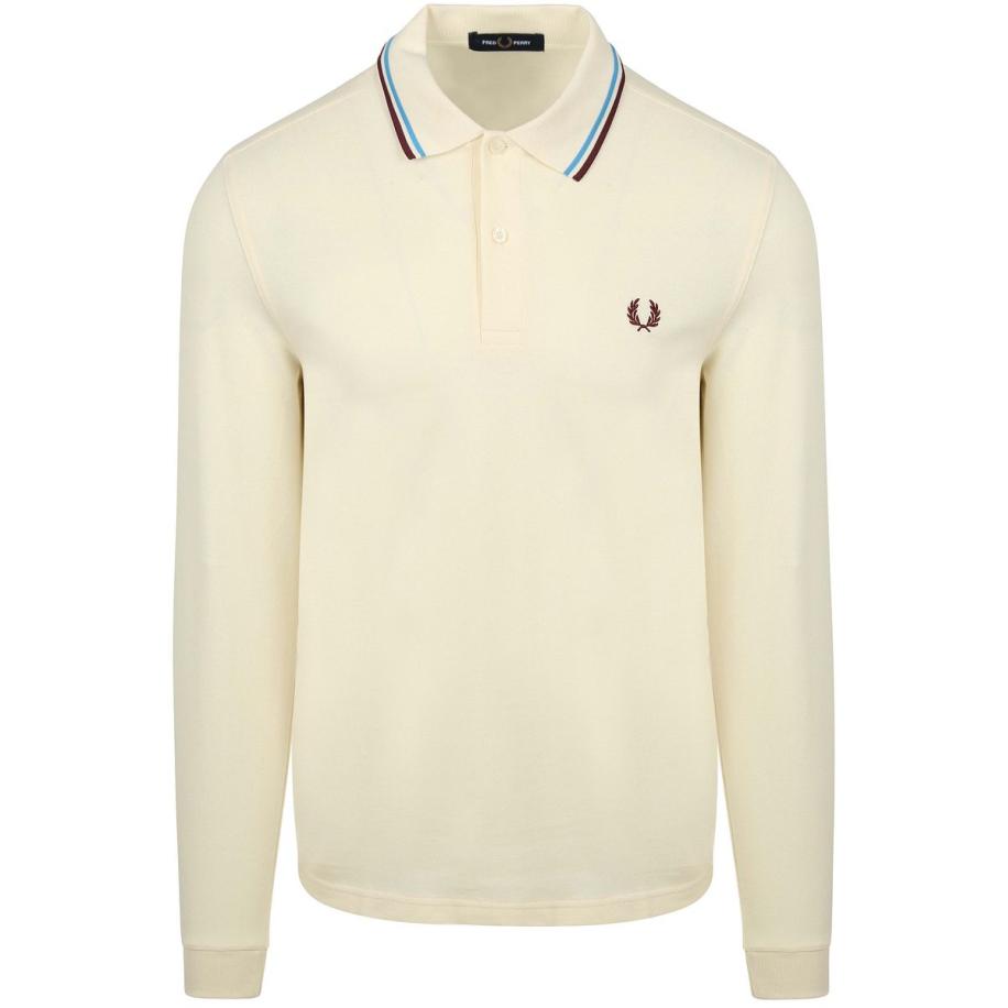 Fred Perry Longsleeve Polo Ecru Z46 Bruin