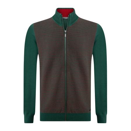 Jacey Quinn Jacey Quinn Gebreid vest grasgroen / rood / zwart