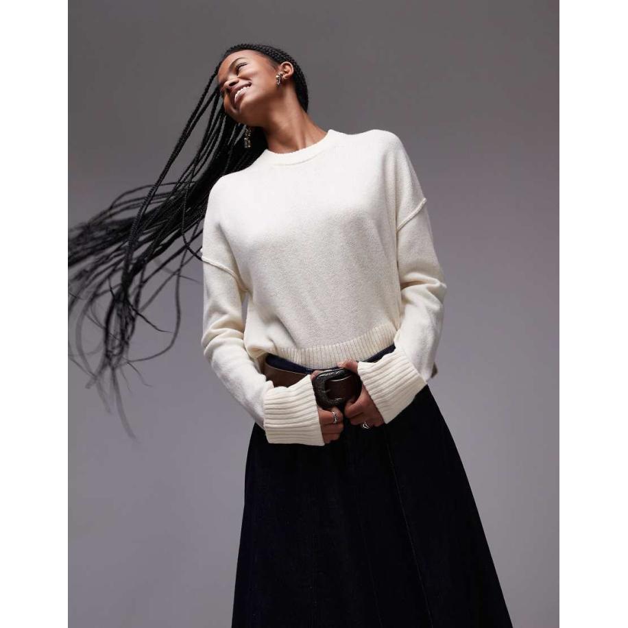 ARKET Wollen sweater met ronde hals in gebroken wit Wit