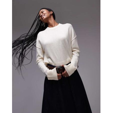 ARKET Wollen sweater met ronde hals in gebroken wit