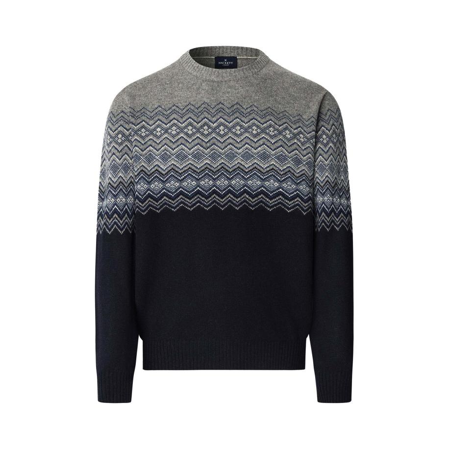 Hackett London Trui marine / donkergrijs / wit Blauw