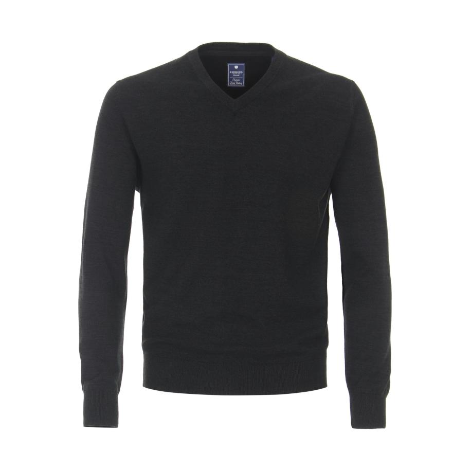 Redmond Casual Trui V-hals zwart, Effen Zwart