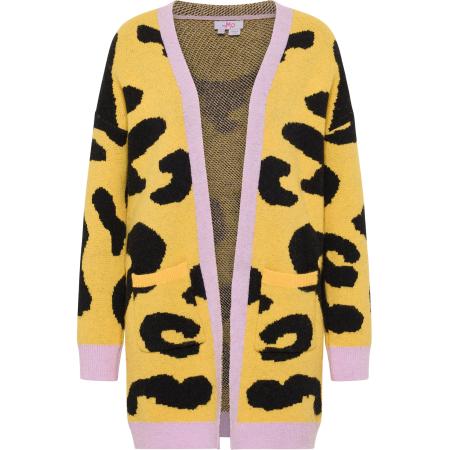 MYMO MYMO Gebreid vest geel / lichtlila / zwart