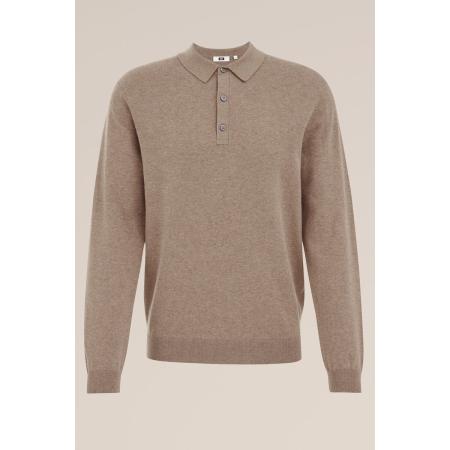 Fundamentals heren Fijngebreide polo - Regular fit - Lichtbruin - Katoen - Maat: L