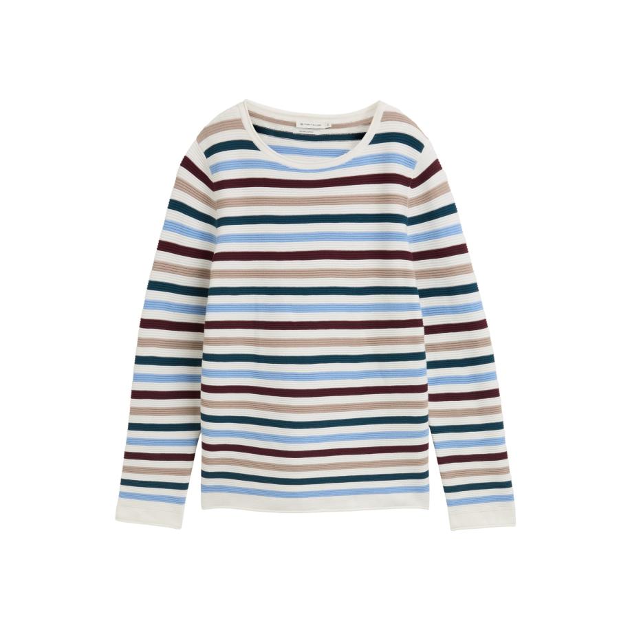 Tom Tailor TOM TAILOR Trui lichtblauw / petrol / robijnrood / natuurwit -