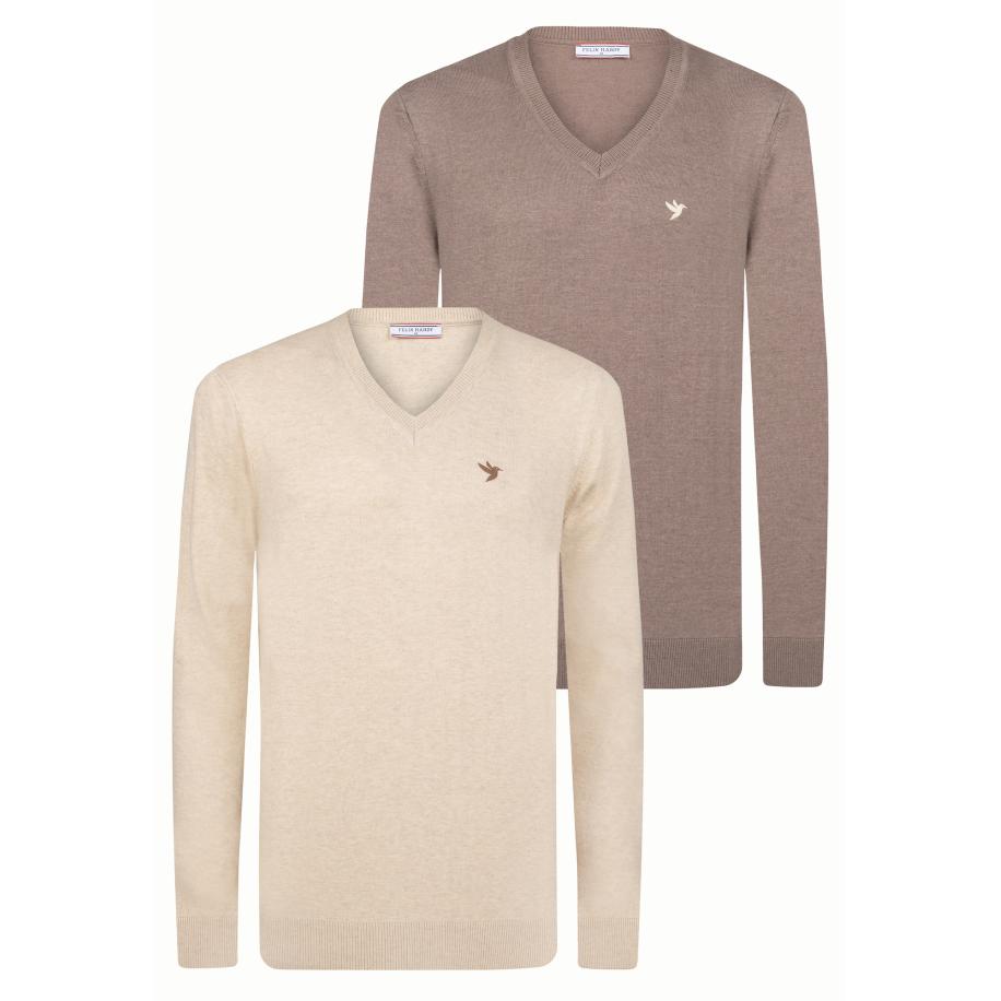 Felix Hardy Felix Hardy Trui beige / donkerbeige -