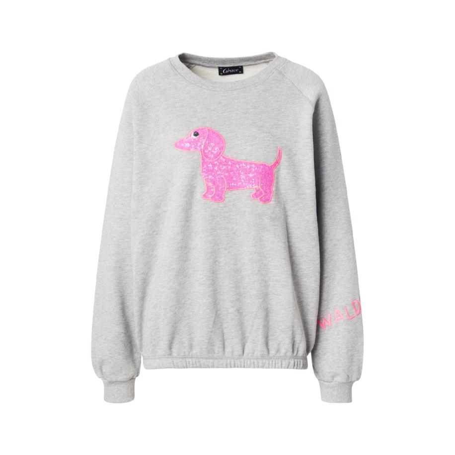 grace Grace Sweatshirt WALDI grijs gemêleerd / lichtroze -