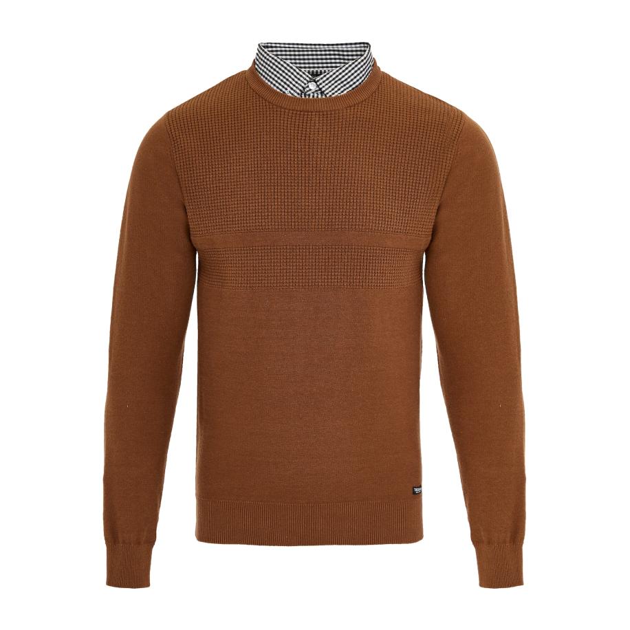 Threadbare Threadbare Trui Andy roestbruin / zwart / wit -