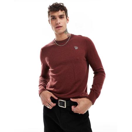 PS Paul Smith - Gebreide trui met zebralogo en gekleurd randje in bordeauxrood