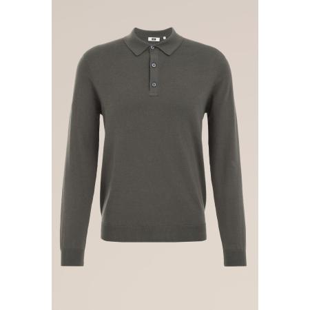 Fundamentals heren Regular fit fijngebreide polo - Regular fit - Legergroen - Katoen - Maat: XXXL